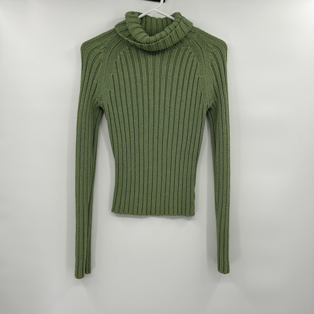 Vintage Y2K Abercrombie‎ & Fitch Womens Ribbed Turtleneck Sweater Sz S Green